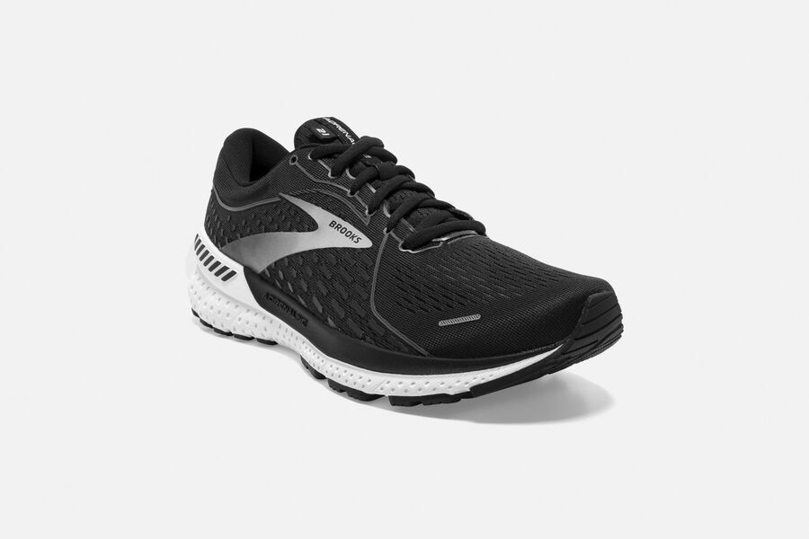 Adrenaline GTS 21 Road Brooks Running Shoes NZ Womens - Black/White - FBMYEU-932